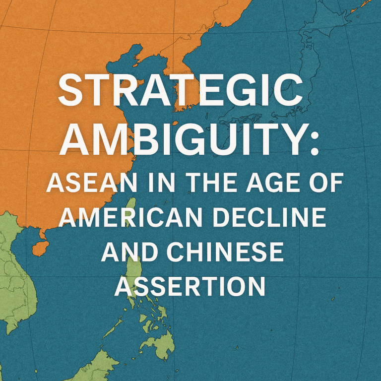 Map of Southeast Asia showing ASEAN caught between U.S. and China influence with article title overlay.