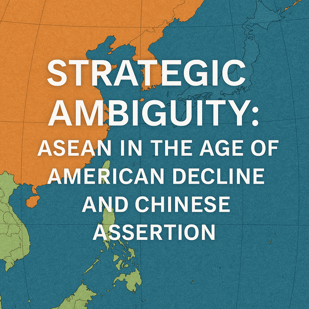 Map of Southeast Asia showing ASEAN caught between U.S. and China influence with article title overlay.