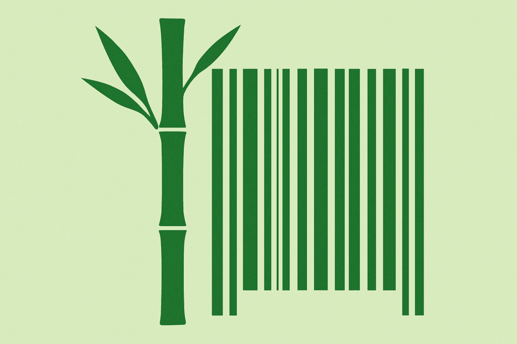 The Bamboo and the Barcode: Vietnam’s Path to Resilient Modernity Green bamboo stalk transforming into barcode lines, symbolizing Vietnam’s journey toward resilient modernity