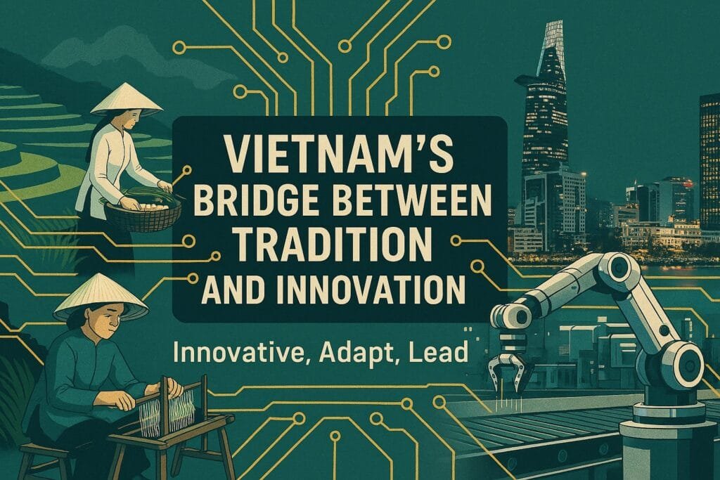 Illustration of “Unconventional Success Strategies” blending Vietnamese cultural symbols with modern global themes