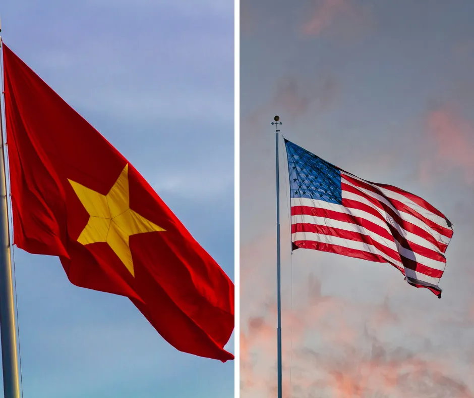 Illustration of Vietnam confronting a 46 percent U.S. tariff amid strategic negotiations